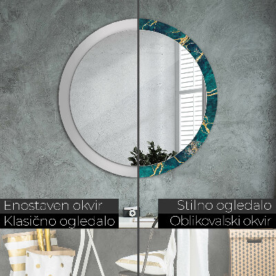 Round decorative wall mirror Malachite green marble