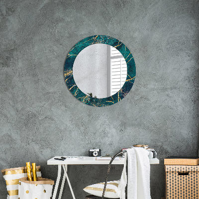 Round decorative wall mirror Malachite green marble