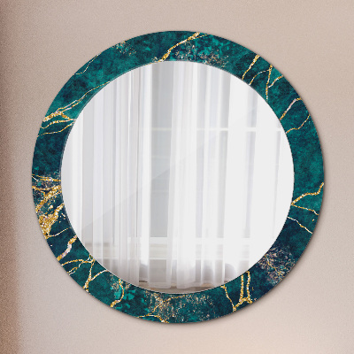 Round decorative wall mirror Malachite green marble