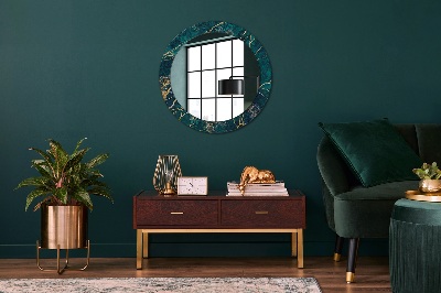 Round decorative wall mirror Malachite green marble