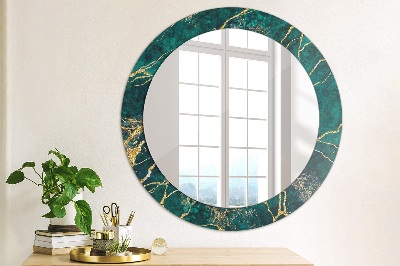 Round decorative wall mirror Malachite green marble