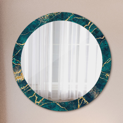 Round decorative wall mirror Malachite green marble