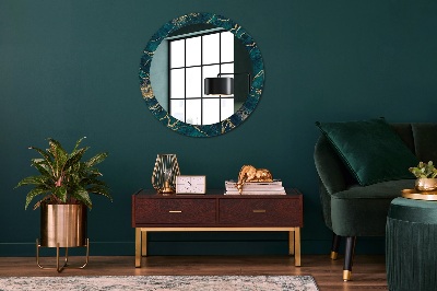 Round decorative wall mirror Malachite green marble