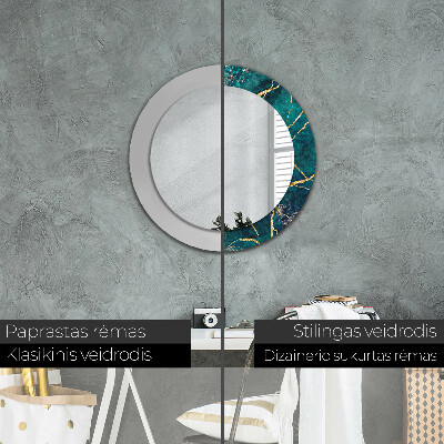 Round decorative wall mirror Malachite green marble