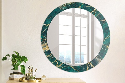 Round decorative wall mirror Malachite green marble