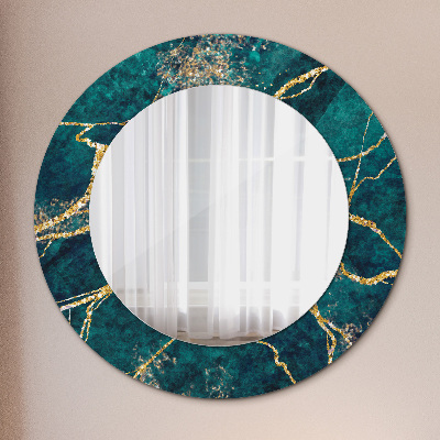 Round decorative wall mirror Malachite green marble