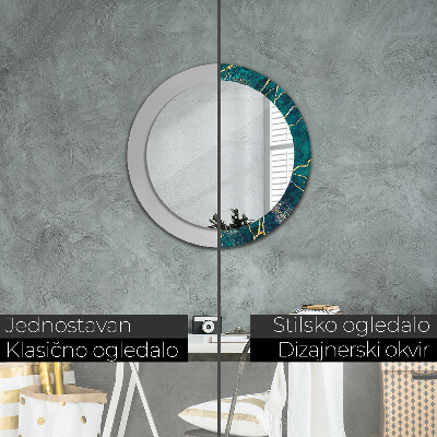 Round decorative wall mirror Malachite green marble