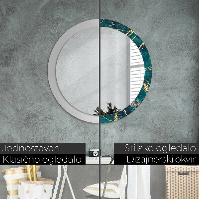 Round decorative wall mirror Malachite green marble