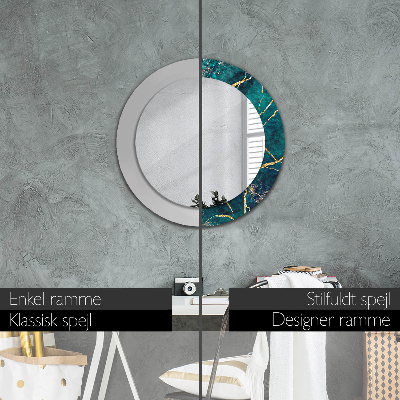 Round decorative wall mirror Malachite green marble