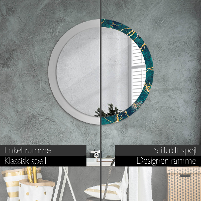 Round decorative wall mirror Malachite green marble