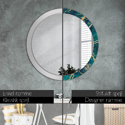 Round decorative wall mirror Malachite green marble