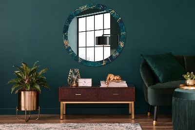 Round decorative wall mirror Malachite green marble