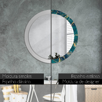 Round decorative wall mirror Malachite green marble