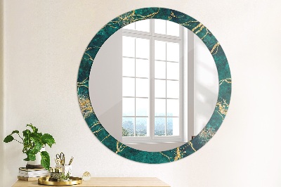 Round decorative wall mirror Malachite green marble