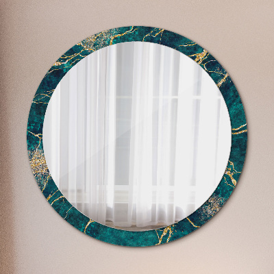 Round decorative wall mirror Malachite green marble