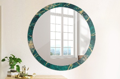 Round decorative wall mirror Malachite green marble