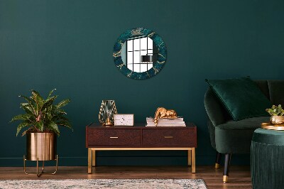 Round decorative wall mirror Malachite green marble