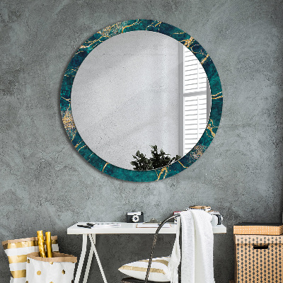 Round decorative wall mirror Malachite green marble