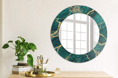 Round decorative wall mirror Malachite green marble