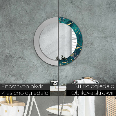 Round decorative wall mirror Malachite green marble