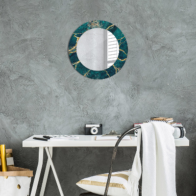 Round decorative wall mirror Malachite green marble