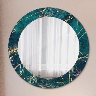 Round decorative wall mirror Malachite green marble