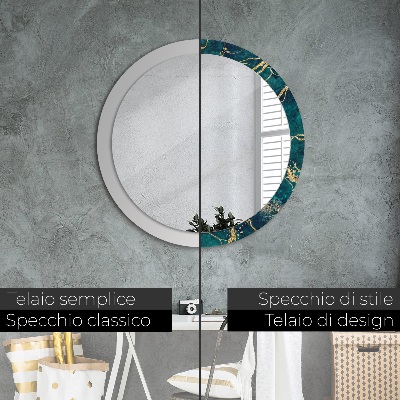 Round decorative wall mirror Malachite green marble