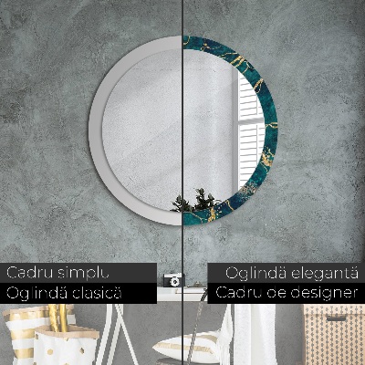 Round decorative wall mirror Malachite green marble