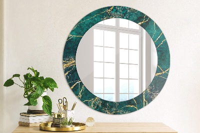 Round decorative wall mirror Malachite green marble