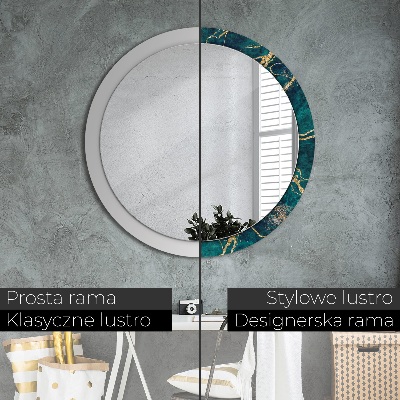 Round decorative wall mirror Malachite green marble