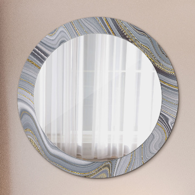 Round decorative wall mirror Grey marble