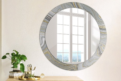 Round decorative wall mirror Grey marble