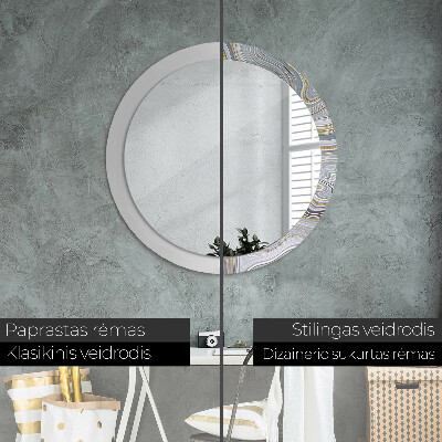 Round decorative wall mirror Grey marble