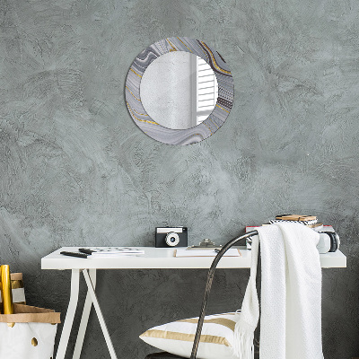 Round decorative wall mirror Grey marble