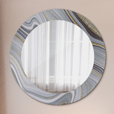 Round decorative wall mirror Grey marble