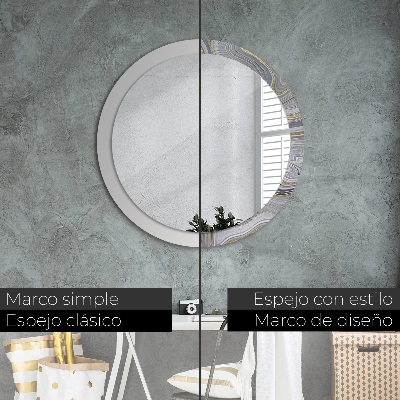 Round decorative wall mirror Grey marble