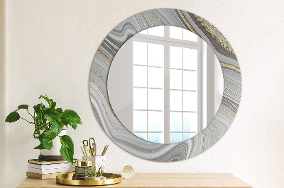 Round decorative wall mirror Grey marble