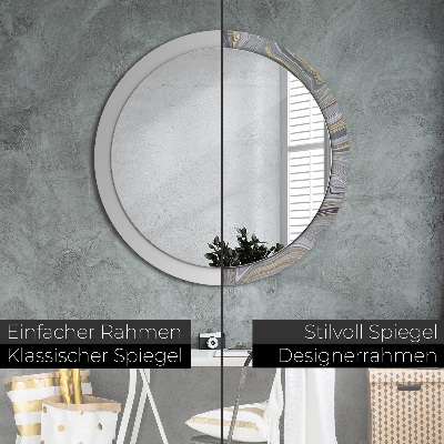 Round decorative wall mirror Grey marble