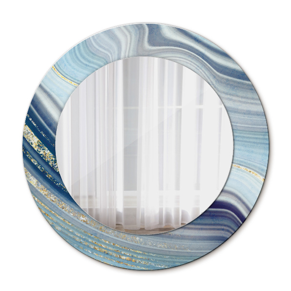 Round decorative wall mirror Blue marble