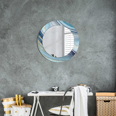 Round decorative wall mirror Blue marble