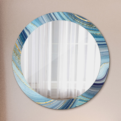 Round decorative wall mirror Blue marble