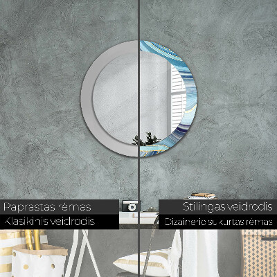 Round decorative wall mirror Blue marble