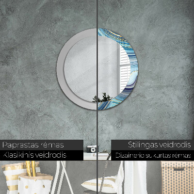 Round decorative wall mirror Blue marble