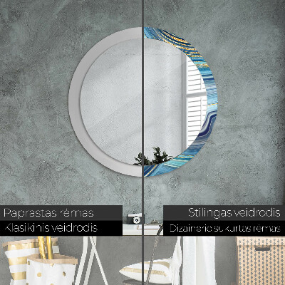 Round decorative wall mirror Blue marble