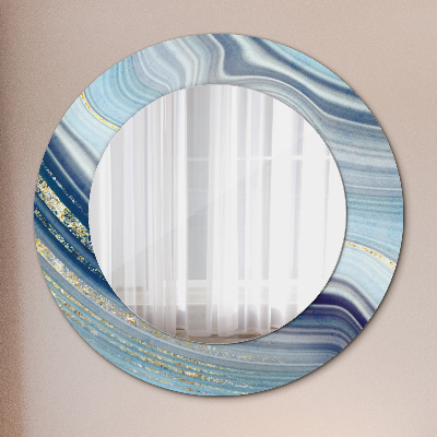 Round decorative wall mirror Blue marble