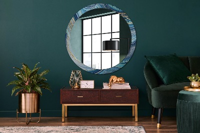 Round decorative wall mirror Blue marble