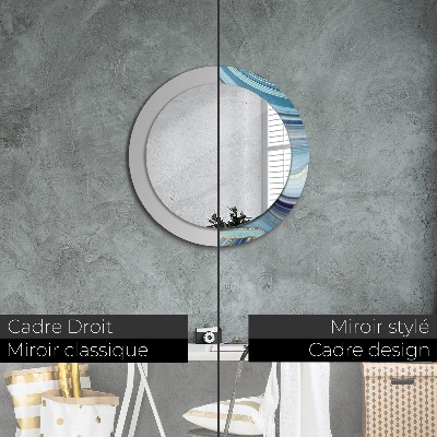 Round decorative wall mirror Blue marble