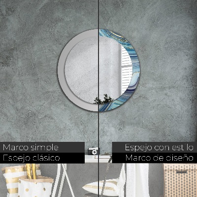 Round decorative wall mirror Blue marble