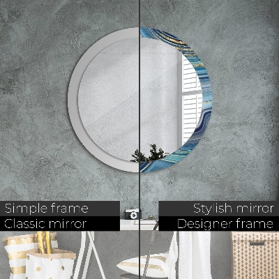 Round decorative wall mirror Blue marble