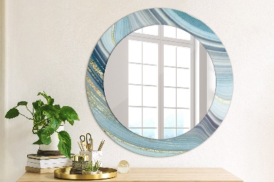 Round decorative wall mirror Blue marble